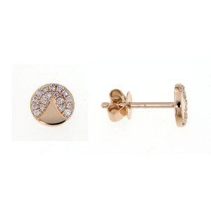 Real Diamond Dainty Round Stud Earrings Rose Gold
